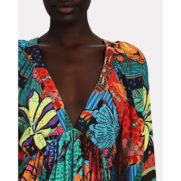 Farm Rio Cool Leopard Maxi Dress in Multicolor Medium Womens Long Gown - Picture 3 of 15